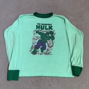 Vintage 1977 The Incredible Hulk Marvel Comics Group Long Sleeve Shirt Green S